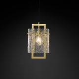Geometric 1-Light Pendant Lighting with Water-ripple Glass Shades & Brass Finish