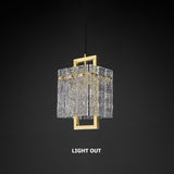Geometric 1-Light Pendant Lighting with Water-ripple Glass Shades & Brass Finish
