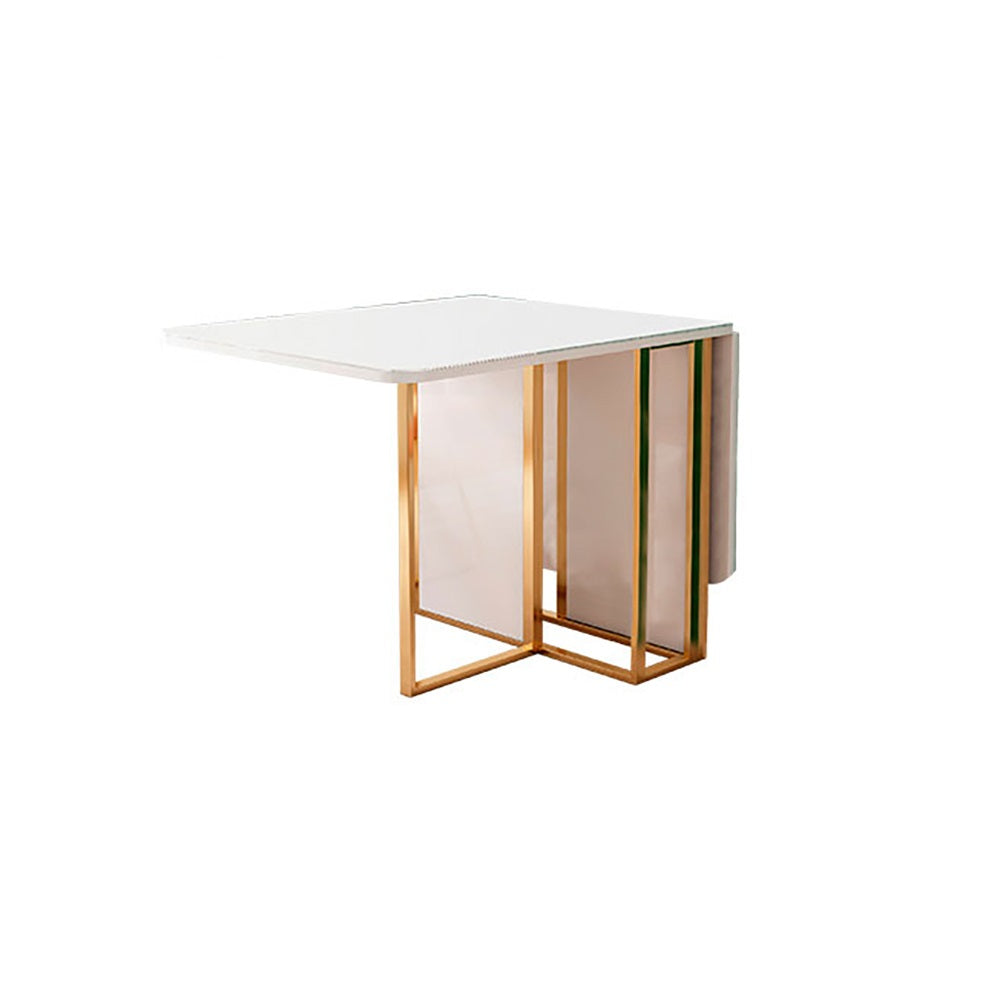 59" Modern Extendable Folding White Dining Table Set with 2 Chairs & Tempered Glass Top