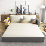 77" Beige & Gray Sleeper Sofa with Lift Top End Table Convertible Sofa Bed with Storage