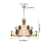 Modern Tiered Chandelier Ceiling Light with Adjustable Height in Black & Gold