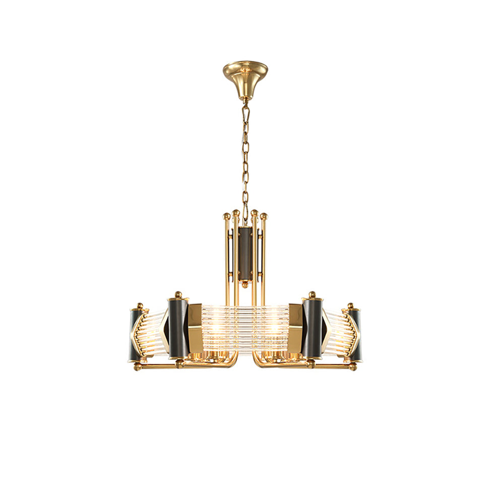 Modern Tiered Chandelier Ceiling Light with Adjustable Height in Black & Gold