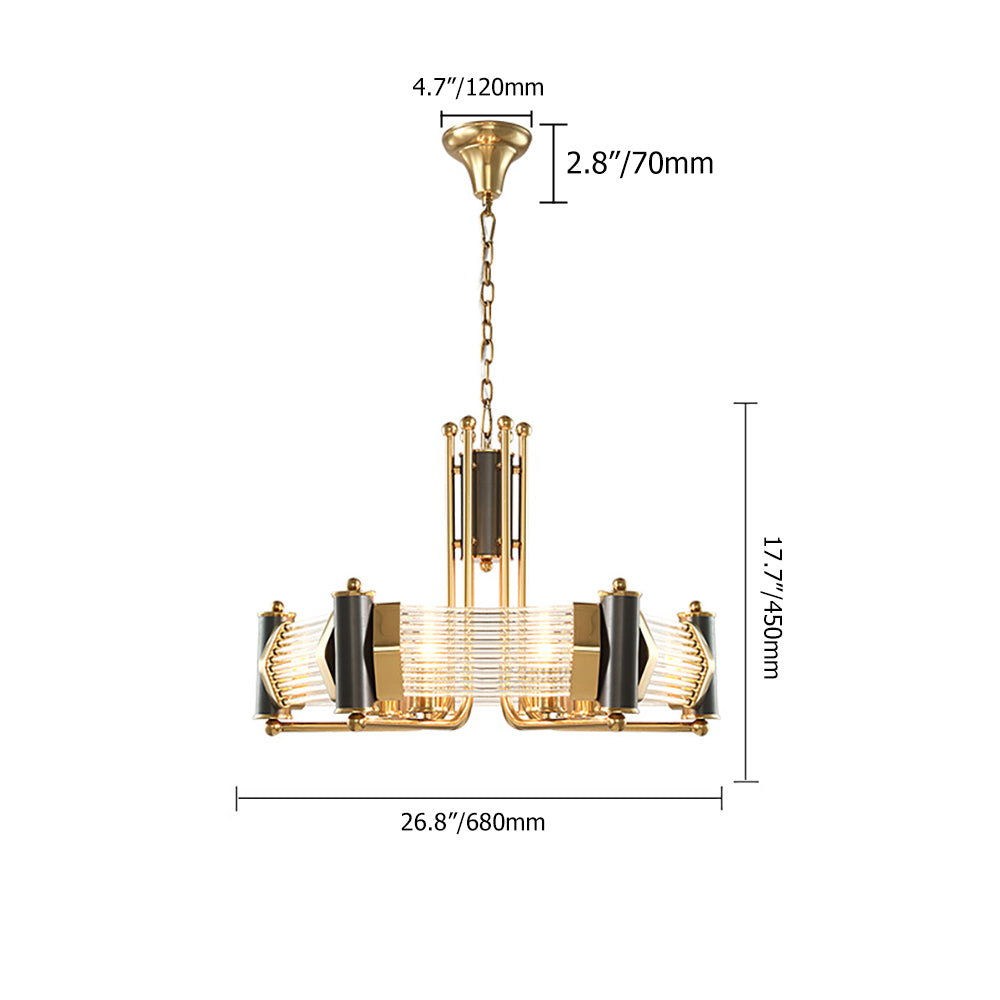 Modern Tiered Chandelier Ceiling Light with Adjustable Height in Black & Gold