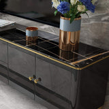 Modern Black TV Stand 4-Door 2-Drawer Luxurious Media Console-Richsoul-Furniture,Living Room Furniture,TV Stands
