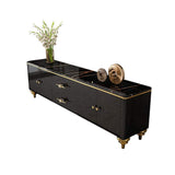 Modern Black TV Stand 4-Door 2-Drawer Luxurious Media Console-Richsoul-Furniture,Living Room Furniture,TV Stands