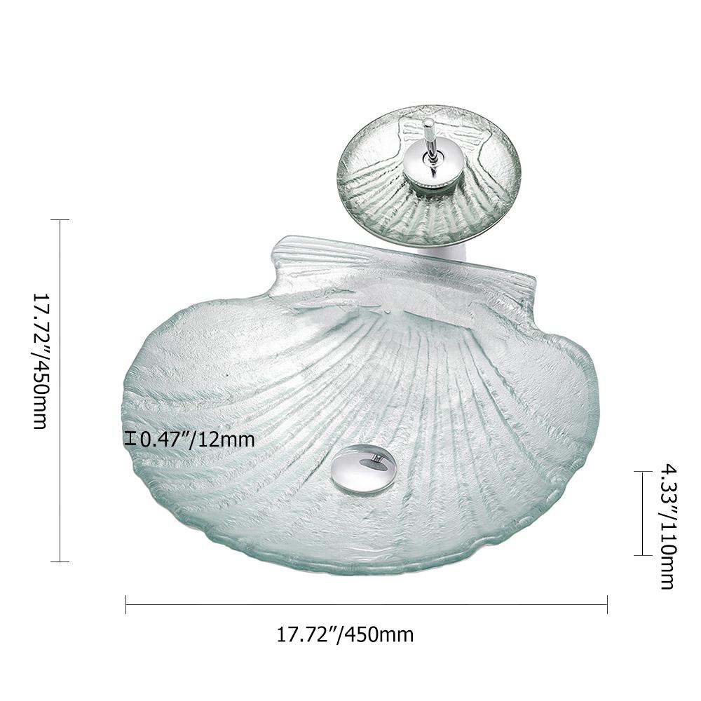Vessel Transparent Shell Shaped Crystal Glass Bowl Bathroom Wash Sink with Faucet