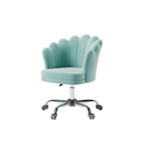 Blue Modern Swivel Office Chair Velvet Upholstered Task Chair Adjustable Height
