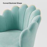 Blue Modern Swivel Office Chair Velvet Upholstered Task Chair Adjustable Height