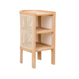 24" Black Nightstand Semi-Circle Rattan Bedside Table with 1 Shelf