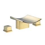Grop Brushed Gold Waterfall Widespread Bathroom Sink Faucet Double Handle