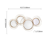 Light Luxury Creative 3D 4 Rings Round Gold Metal Wall Mirror