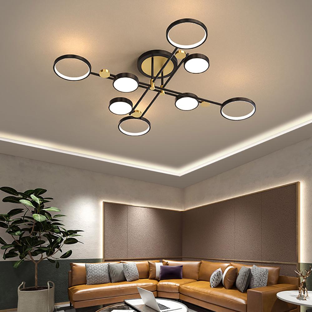 Modern Semi Flush Mount Lighting Gold Ceiling Light Fixture LED Ring