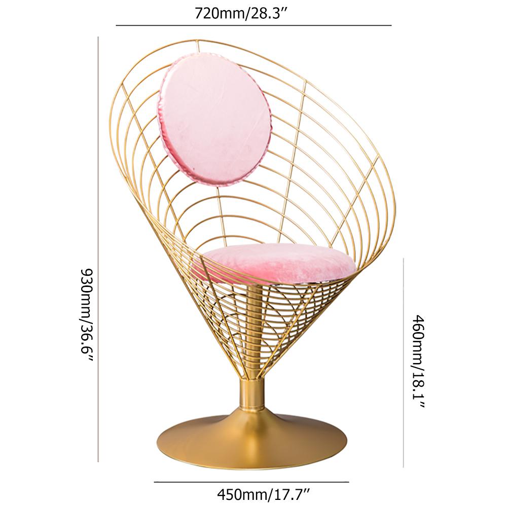 White Metal Dining Chair Velvet Upholstered Balloon Chair