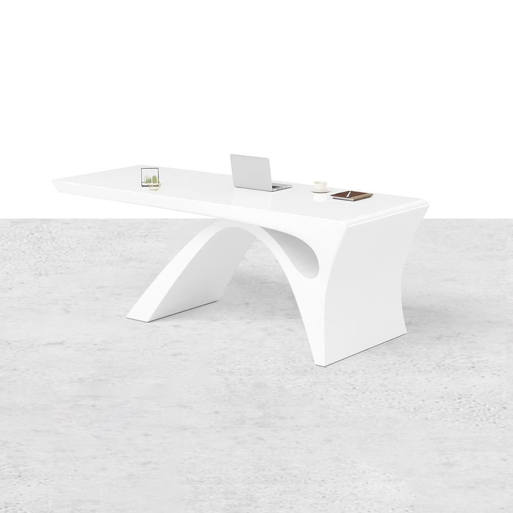 71" Modern White Computer Desk Rectangular Executive Desk with Abstract Base