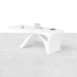 71" Modern White Computer Desk Rectangular Executive Desk with Abstract Base