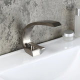 Modern Single Hole 1-Handle C-Shaped Curved Spout Bathroom Sink Faucet with Pop Up Drain in Brushed Nickel
