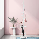 67'' Entryway Metal Round Hooks Coat Rack with Umbrella Rack Base-Gold