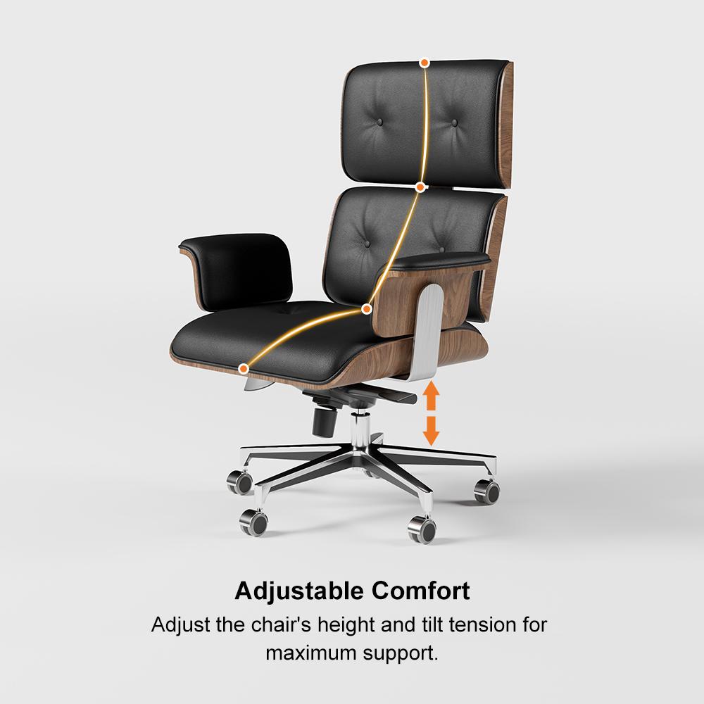 Modern Black Home Office Chair Upholstered Swivel Task Office Chair Height