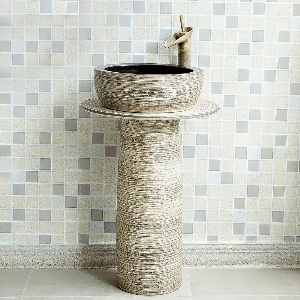 Kaolin Clay Pedestal Sink Wash Sink without Drain & Faucet Outdoor and Indoor