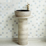 Kaolin Clay Pedestal Sink Wash Sink without Drain & Faucet Outdoor and Indoor