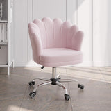 Blue Modern Swivel Office Chair Velvet Upholstered Task Chair Adjustable Height