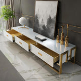 Jocise 71" Modern Jocise White & Gold TV Stand 3 Drawers Media Console