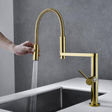 Rose Gold Single Hole High Arc Magnetic Kitchen Faucet Dual-function Spray