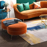 Modern Bench Orange Velvet Upholstered Bench Ottoman Bench Gold Leg Gold Bench