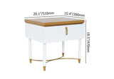 Modern White Nightstand Contemporary Wood Nightstand Bedside Table with Drawer in Gold