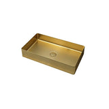 Contemporary Gold Rectangular Stainless Steel Vessel Sink Luxury Wash Sink