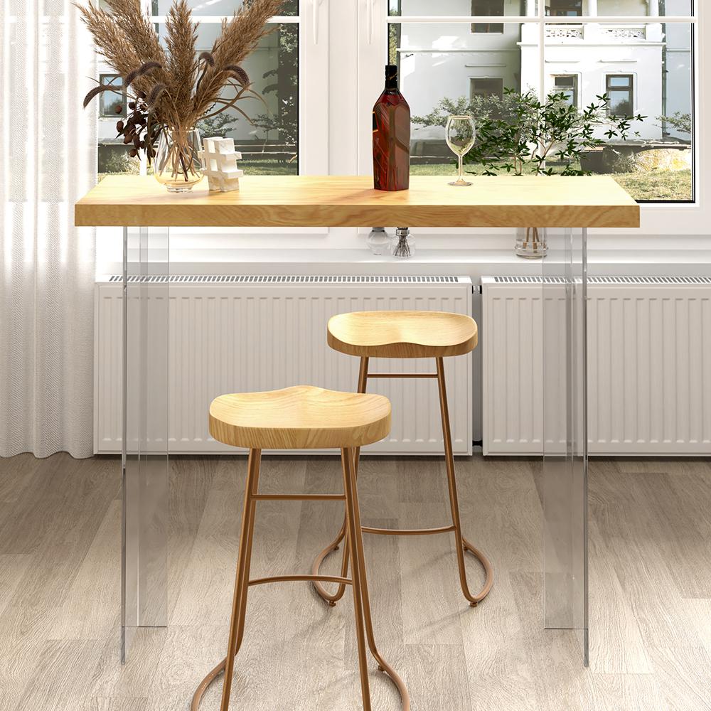 47.2" Wood Floating Bar Table Acrylic Base Bar Height Pub Table Rectangle