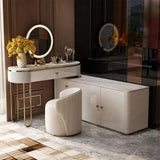 Modern Marble Top Makeup Vanity Dressing Table with Corner Cabinet