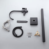 Freestanding Matte Black Bathtub Filler Faucet and Handheld Shower with High-Arc Spout