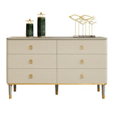Modern Chest of 6 Drawers Buffet Cabinet with Storage Beige & Gray Sideboard
