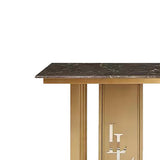 Modern Writing Desk with Marble Top & Metal Base Office Desk