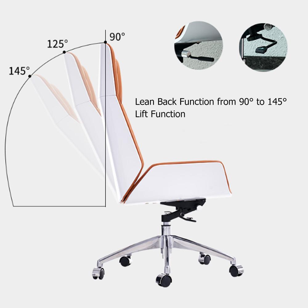 Faux Leather Office Chair Desk Chair with Wheels & Adjustable Height