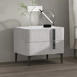 Modern Nightstand with Drawers & Sintered Stone Top Freestanding Bedside Table in Green