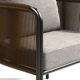 3Pcs Modern Coffee Rattan Outdoor Sofa Set with Glass Top Coffee Table and Gray Cushion