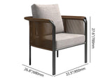 3Pcs Modern Coffee Rattan Outdoor Sofa Set with Glass Top Coffee Table and Gray Cushion