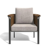 3Pcs Modern Coffee Rattan Outdoor Sofa Set with Glass Top Coffee Table and Gray Cushion