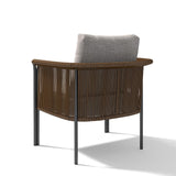 3Pcs Modern Coffee Rattan Outdoor Sofa Set with Glass Top Coffee Table and Gray Cushion