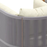 3Pcs Outdoor Sofa Set with Round Coffee Table & Woven Rope Chair in Natural & Gray