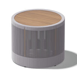 3Pcs Outdoor Sofa Set with Round Coffee Table & Woven Rope Chair in Natural & Gray