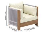 3Pcs Outdoor Sofa Set with Round Coffee Table & Woven Rope Chair in Natural & Gray