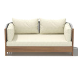 3Pcs Outdoor Sofa Set with Round Coffee Table & Woven Rope Chair in Natural & Gray