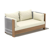 3Pcs Outdoor Sofa Set with Round Coffee Table & Woven Rope Chair in Natural & Gray