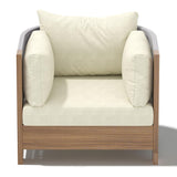 3Pcs Outdoor Sofa Set with Round Coffee Table & Woven Rope Chair in Natural & Gray