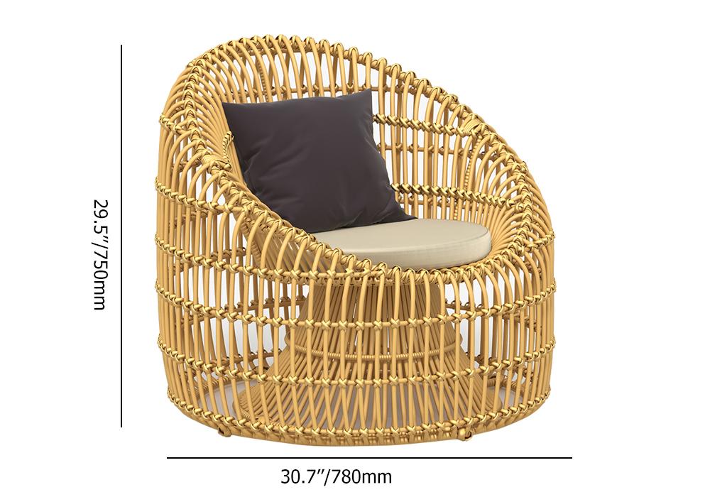 4 Pieces Rattan Outdoor Sofa Set with Glass Top Coffee Table and Cushions in Yellow