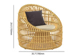 4 Pieces Rattan Outdoor Sofa Set with Glass Top Coffee Table and Cushions in Yellow
