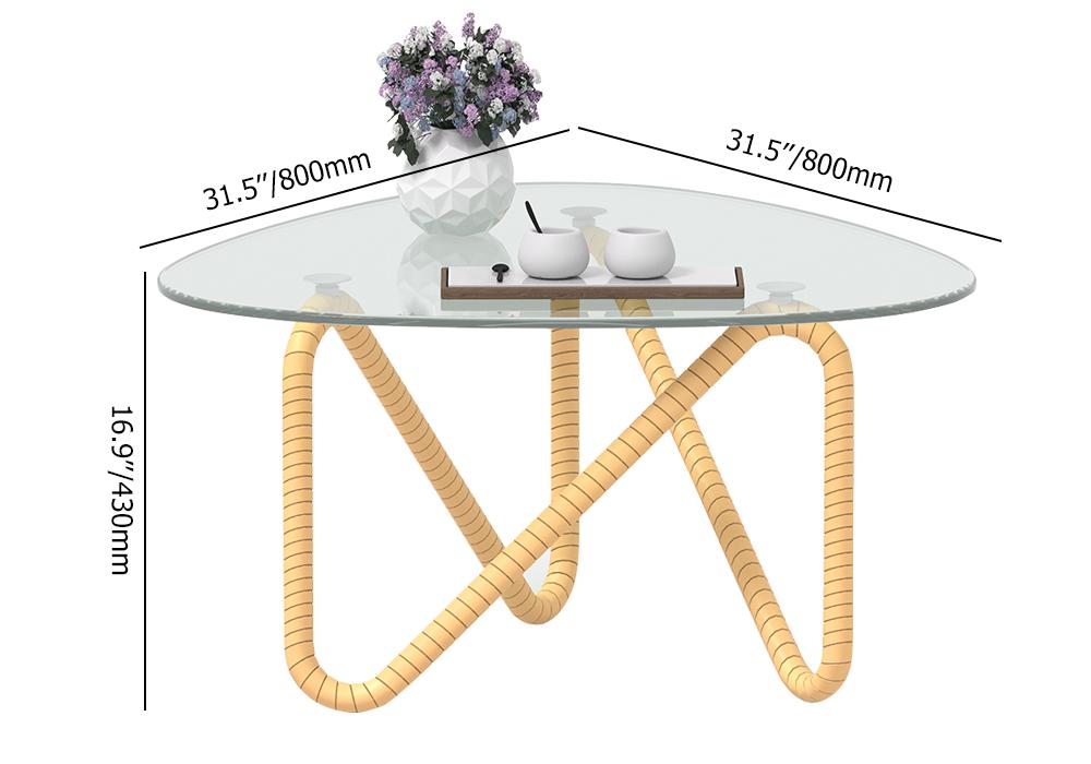 4 Pieces Rattan Outdoor Sofa Set with Glass Top Coffee Table and Cushions in Yellow